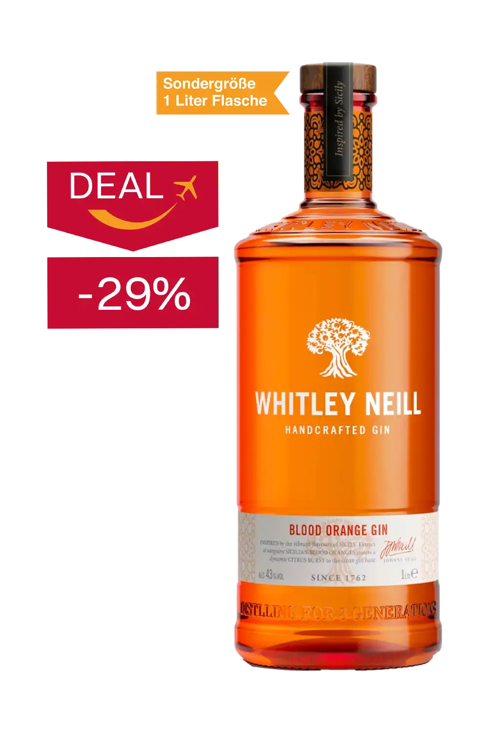 Whitley Neill Blood Orange Gin 1 Liter Flasche